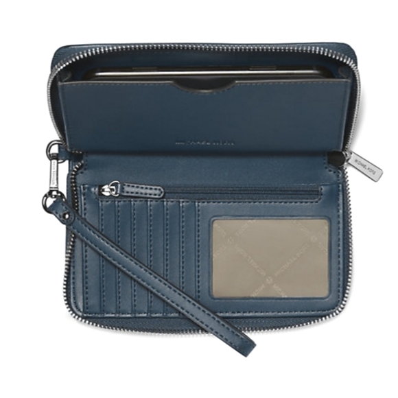 Michael Kors Jet Set Large Travel Smartphone Wallet Wristlet - Denim - Picture 2 of 8